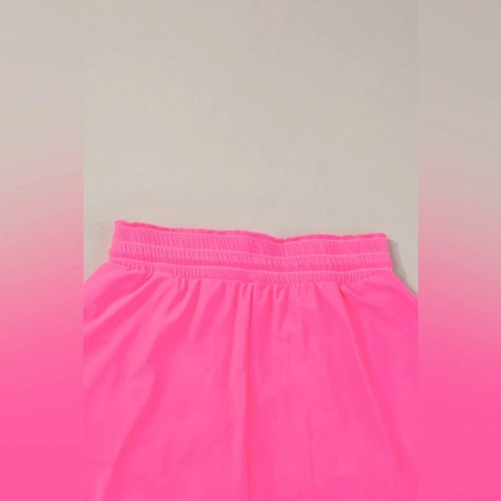 Bright Pink Frilly High Waist Petal Wrap Athletic/Swim Shorts NWT - Picture 5 of 8